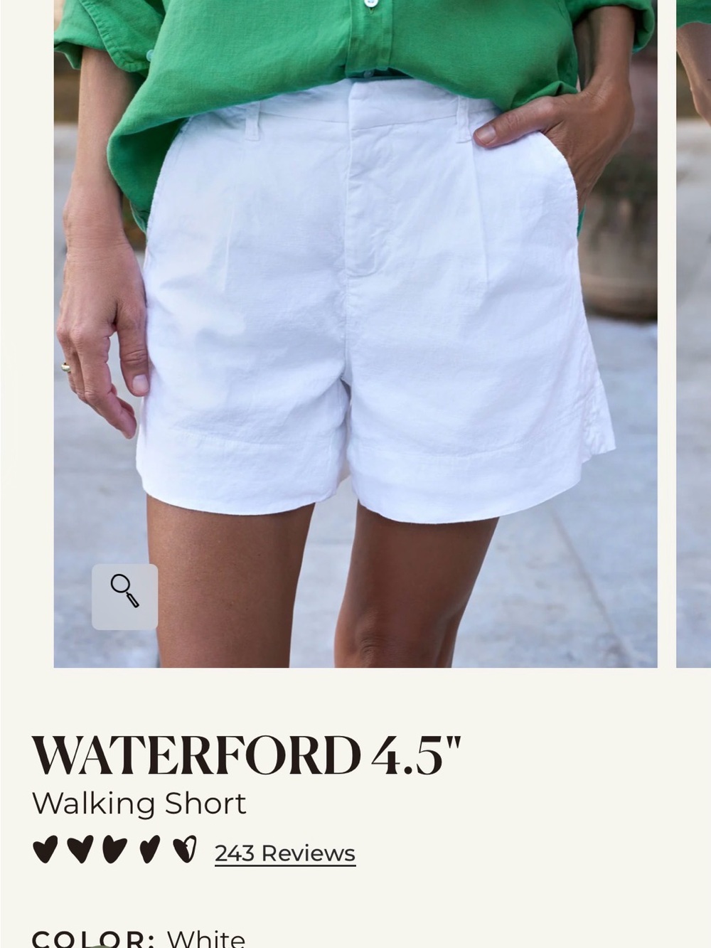 Frank & Eileen Waterford 4.5” White Shorts